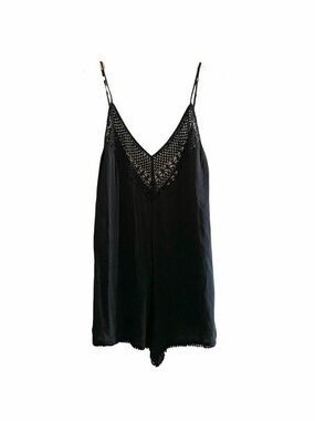 Victoria’s Secret Black Crochet Lace Romper M